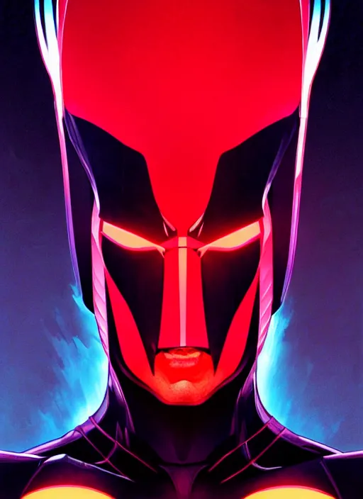 Image similar to symmetry!! portrait of batman beyond, 1 9 9 9 tv series, skinny, sci - fi, tech wear, glowing lights!! intricate, elegant, highly detailed, digital painting, artstation, concept art, smooth, sharp focus, illustration, art by artgerm and greg rutkowski and alphonse mucha