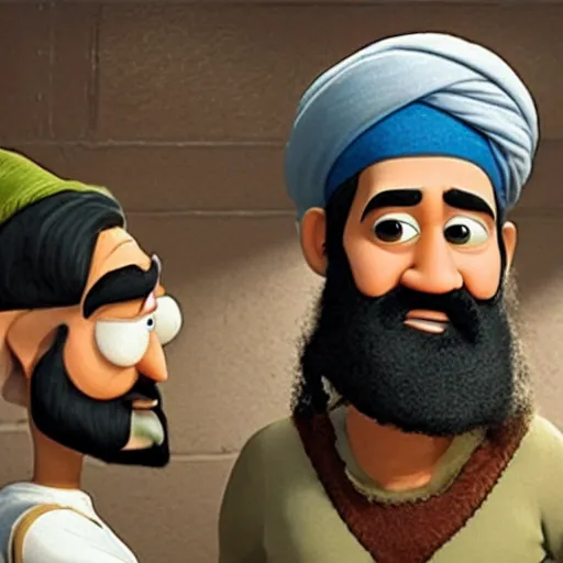 Prompt: Osama Bin Laden turned into a Pixar movie