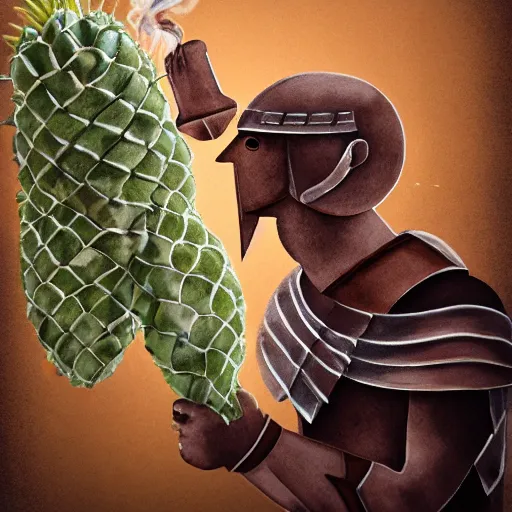 Image similar to spartan drinking tea with trichocereus background and smoke haze