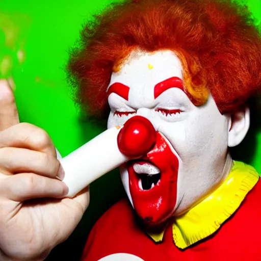 Image similar to ronald mcdonald puking vomiting