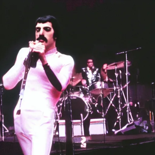 Image similar to freddie mercury in wilmington giving a concert in 2 0 2 2 and people enjoying themselves