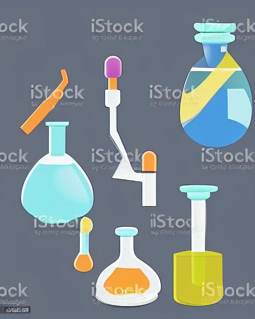 Image similar to science lab. clean cel shaded vector art. minimalist illustration art