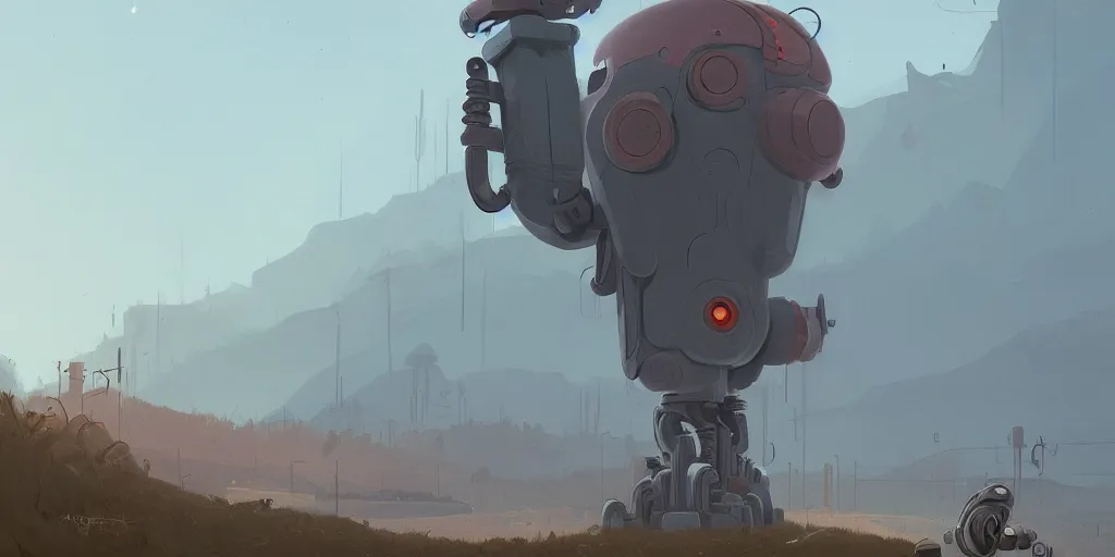 Prompt: a beautiful matte painting of a robot by simon stalenhag and abigail larson, trending on artstation