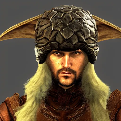 Image similar to Dragon from Skyrim in russian ushanka hat,