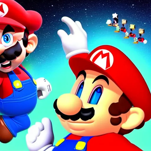 Image similar to super Mario bros super show in space