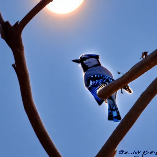 Image similar to a Bluejay over the sun on a limb