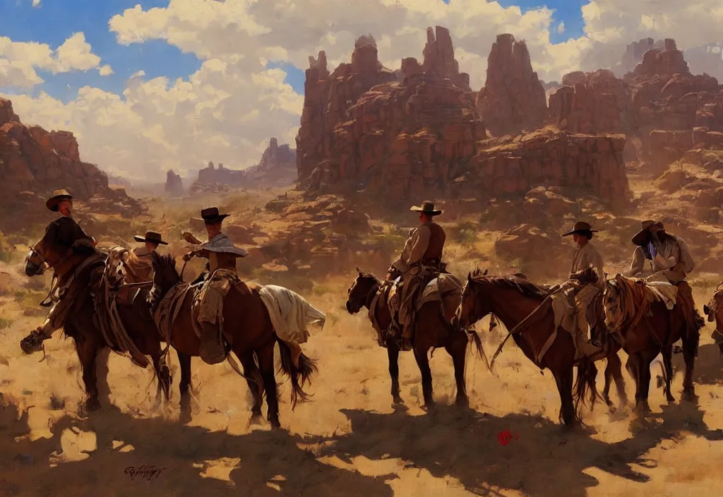 Image similar to greg manchess painting of a wild west town landscape with no person nor horse in the painting only buildings in the year 1 8 5 0, painting, trending on artstation, by huang guangjian and gil elvgren and sachin teng