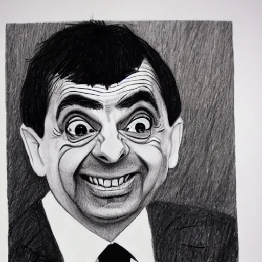 Image similar to mr bean drawn by a five year old, pencil