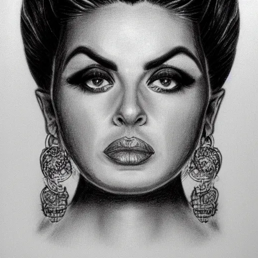 Image similar to a portrait of divine, pencil drawing