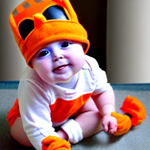 Image similar to cute baby chicken dressed as an inmate