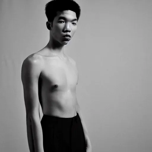 Image similar to realistic! photoshoot for a new balenciaga lookbook, color film photography, portrait of a beautiful asian model, photo in style of tyler mitchell, 35mm