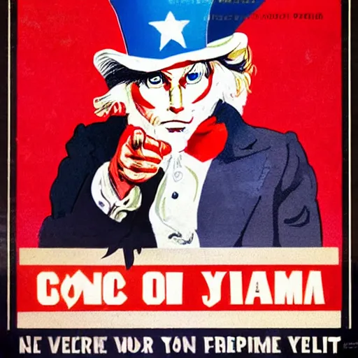 Image similar to fox animal dressed as uncle sam, ww 2 style propaganda poster