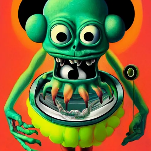 Image similar to a baby monster with six arms, Lofi vaporwave portrait tennis ball monster,chalk, Pixar style, Tristan Eaton, Stanley Artgerm, Tom Bagshaw, Basil Gogos