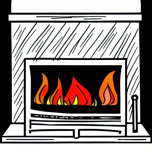 Image similar to fireplace burning money, scribble art, line art, simple, humor