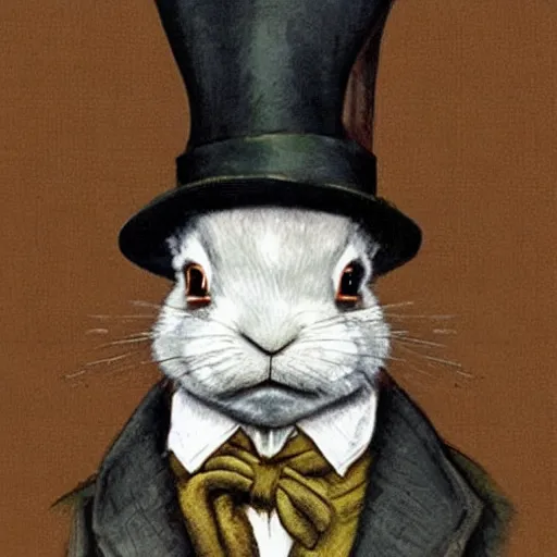 Image similar to a rabbit dressed as sherlock holmes, in the style of Carl larsson