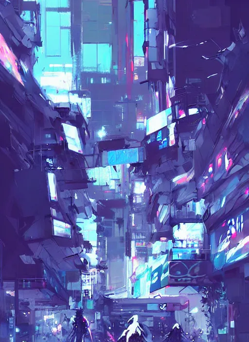 Image similar to cyber art, mutants rampaging in shinjuku street, blue starship in the background, art by ismail inceoglu