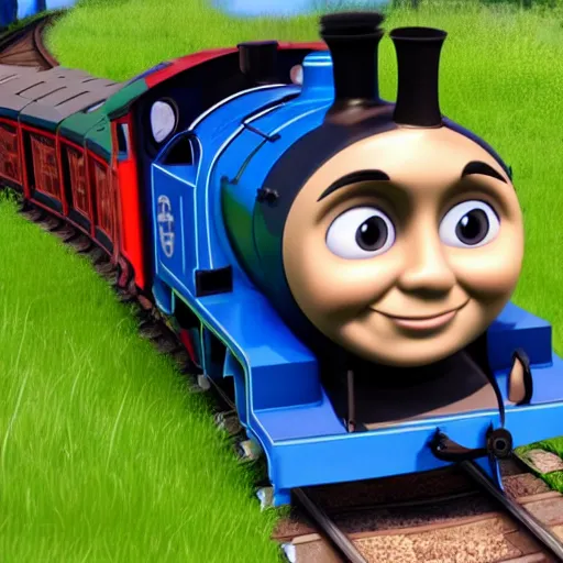 Prompt: viktor orban as a train in thomas the tank engine, 8 k, trending on artstation