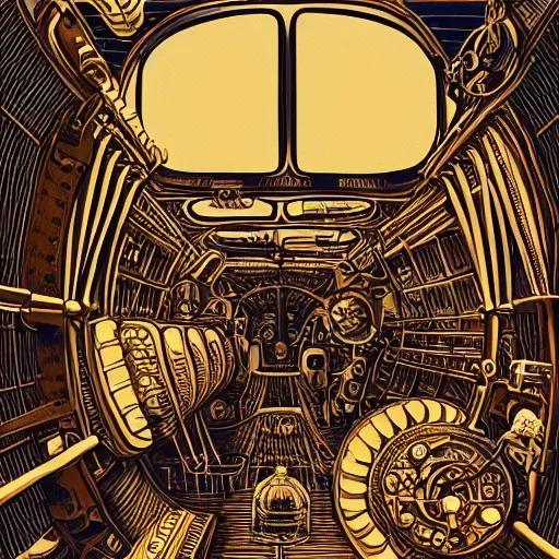 Image similar to intricate detailed victorian golf interior of submarine, pipes, captain, by peter mohrnacher and dan mumford, chsociety