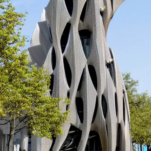 Image similar to a futuristic building in the style of gaudi
