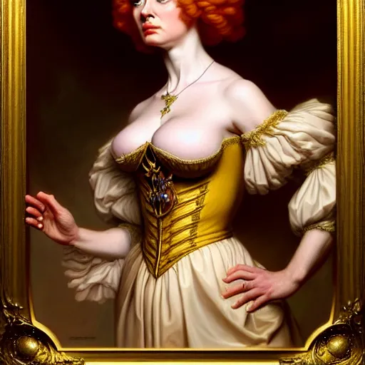 Image similar to christina hendricks dressed as napoleon, baroque painting, intricate, elegant, highly detailed, centered, digital painting, artstation, concept art, smooth, sharp focus, illustration, artgerm, tomasz alen kopera, peter mohrbacher, donato giancola, joseph christian leyendecker, wlop, boris vallejo