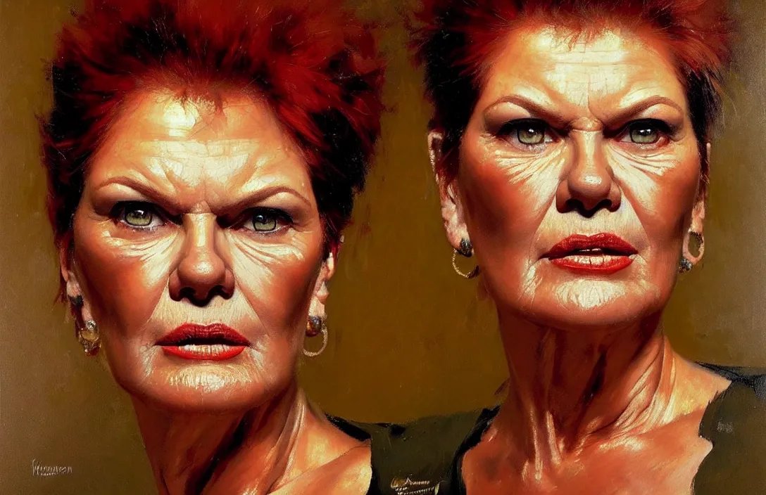 Image similar to portrait of pauline hanson!!!!!!!!!!!!!!!!!!!!!!!!!!!, detailed face, detailed painting, epic lighting, by ilya repin, phil hale and kent williams