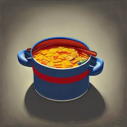 Image similar to In this computer art, the artist has used a photo-realist style to depict a can of soup. The can is placed on a plain background, and the artist has used bright, primary colors to create a striking image. The computer art is both realistic and abstract by Ramon Casas, by Louise Dahl-Wolfe bleak