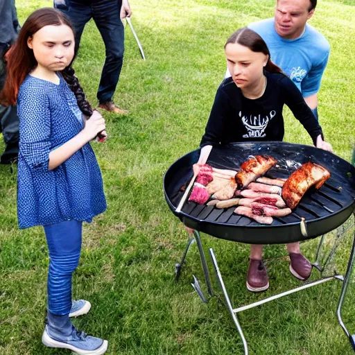 Image similar to photo of greta thunberg having a bbq