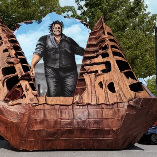 Prompt: parade float for leatherface, realistic photography, high detailed