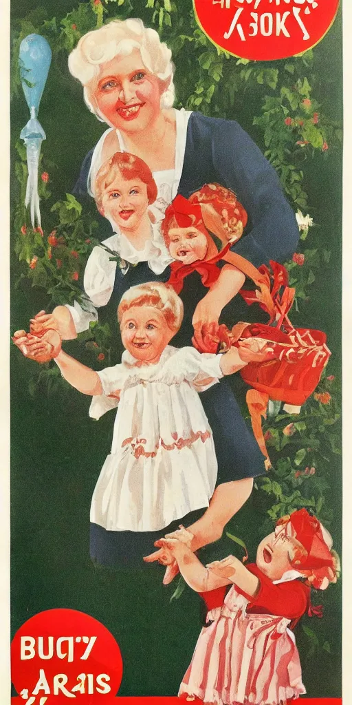 Image similar to buy a grandmother advertisement poster for soviet children