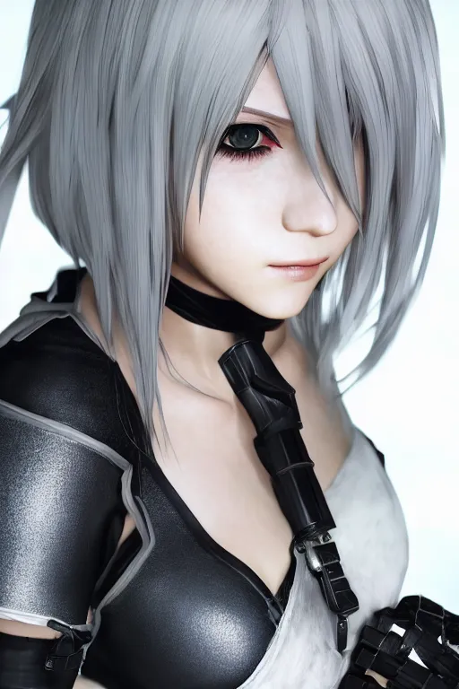 Image similar to Beautiful portrait of 2b, nier automata, cinematic 8k, high detailed