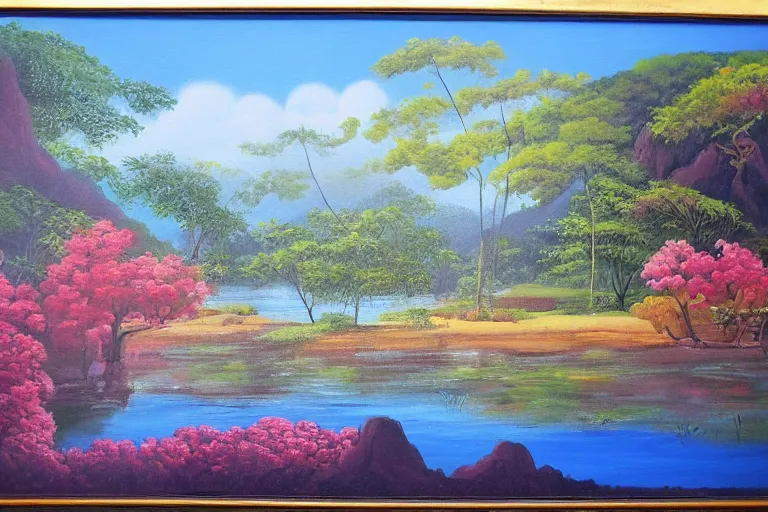 Prompt: painting of thailand landscape, oil on canvas