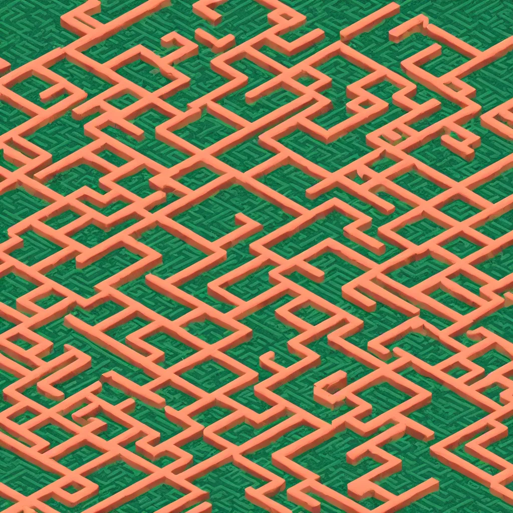 Prompt: wimmelbilder maze made of cartoon rug roads, isometric, very sharp