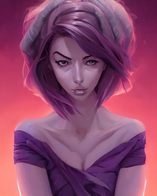 Image similar to beautiful ana da armas purple hair tattoos symmetrical face stunning eyes full length fantasy art icon, 2d art cover , official fanart behance hd artstation by Jesper Ejsing, by RHADS, Makoto Shinkai and Lois van baarle, ilya kuvshinov, rossdraws