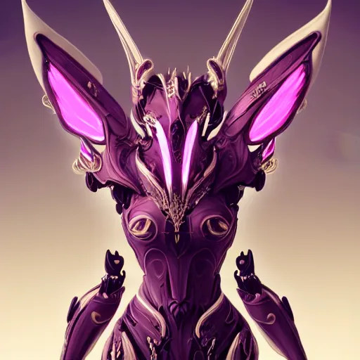 Image similar to highly detailed exquisite fanart, of a beautiful female warframe, but as a stunning anthropomorphic robot female dragon, robot dragon head, off-white plated armor, bright Fuchsia skin, elegant pose, full body shot, epic cinematic shot, realistic, professional digital art, high end digital art, DeviantArt, artstation, Furaffinity, 8k HD render, epic lighting, depth of field