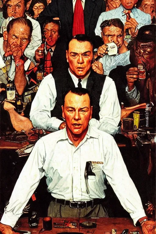 Prompt: Butch Coolidge from Pulp Fiction painted by Norman Rockwell