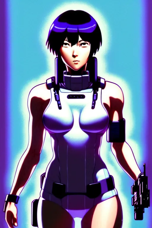 Image similar to a fullbody portrait of motoko kusanagi the major ghost in the shell : : stand alone complex, under repairs, maintenance : : by ilya kuvshinov, rossdraws, artgerm, sola digital arts, anti aliasing, raytracing : :