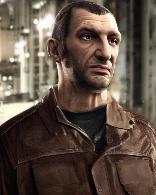 portrait photo still of real life niko bellic from gta, Stable Diffusion