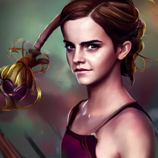 Image similar to Emma Watson in League of Legends. Digital Art. New Skin