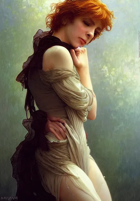 Image similar to french singer mylene farmer, intricate, elegant, highly detailed, digital painting, artstation, concept art, smooth, sharp focus, illustration, art by artgerm and greg rutkowski and alphonse mucha and william - adolphe bouguereau