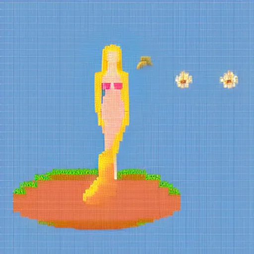 Prompt: pixel art of the birth of venus