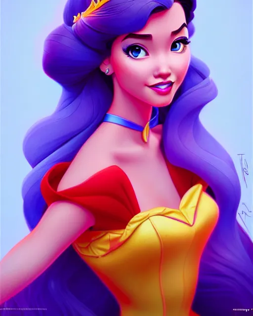 Prompt: richly detailed color illustration of a disney-princess-con-artist illustrated by Artgerm and Mina Petrovic and Timothy Kong and Marina Federovna. 3D shadowing