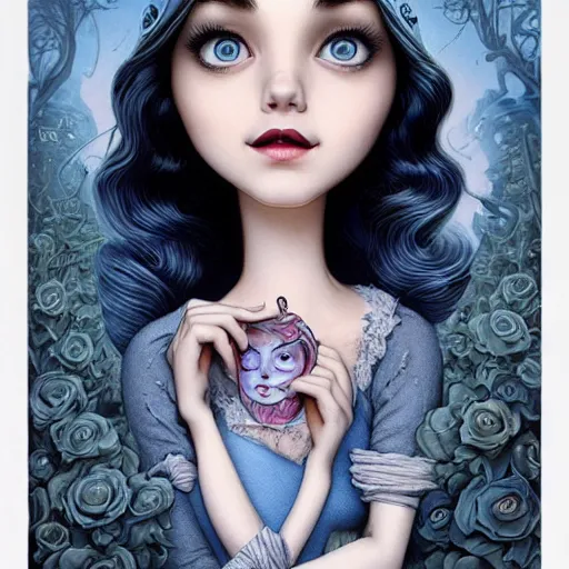 Prompt: Lofi portrait, Pixar style by Joe Fenton and Stanley Artgerm and Tom Bagshaw and Tim Burton, gentle smile