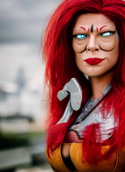 Image similar to portrait photo still of real life futurama character leela, cyclops, 8 k, 8 5 mm f 1. 8