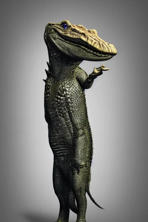 Prompt: a alligator wearing a formal overcoat, portait photo profile picture, hyperrealistic concept art, octane render, unreal engine 5, digital art hi