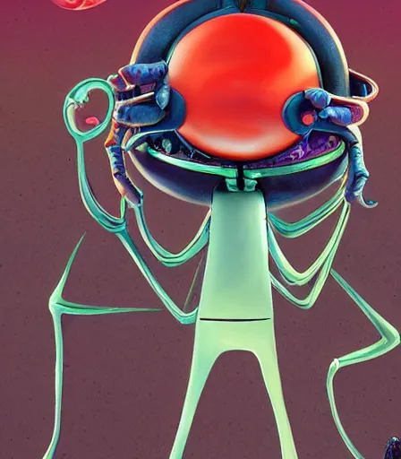 Image similar to Tim Burton style Big Hero 6 by Alex Pardee and Nekro and Petros Afshar, and James McDermott,unstirred paint, vivid color, cgsociety 4K