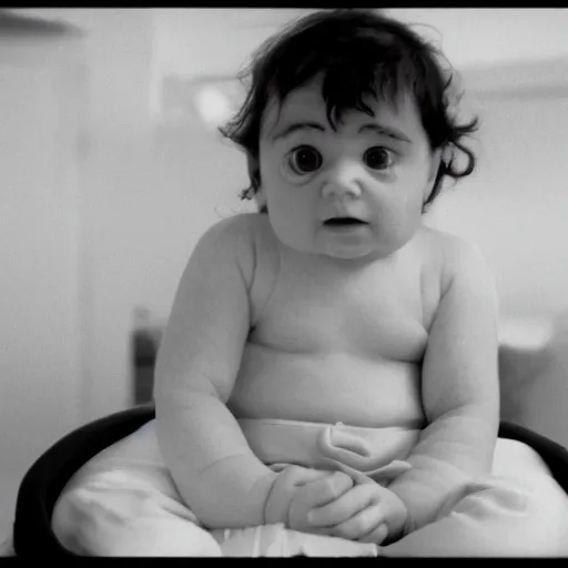 Prompt: baby stanley kubrick looking over the world like 2 0 0 1 3 5 mm cinematic