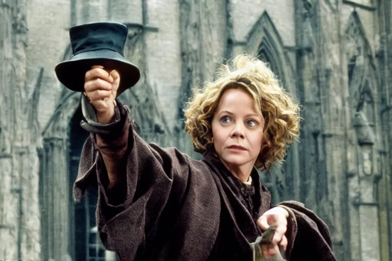 Image similar to film still Meg Ryan as Minerva McGonagall in Harry Potter movie