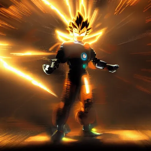 Prompt: movie still of robot goku, cinematic composition, cinematic light, criterion collection, by alejandro jodorosky