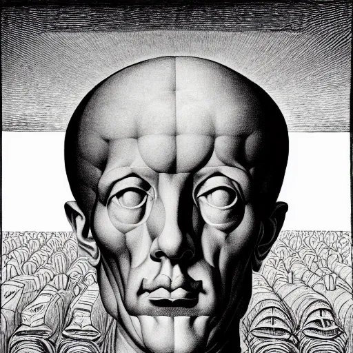 Image similar to conceptual post - mortem monumental portrait made by escher and william blake, highly conceptual art, intricate detailed painting, illustration sharp detail, manga 1 9 9 0