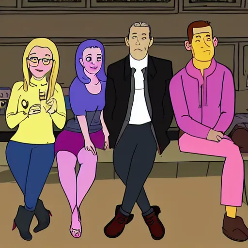 Image similar to still from the hit tv show friends in the style of bojack horseman